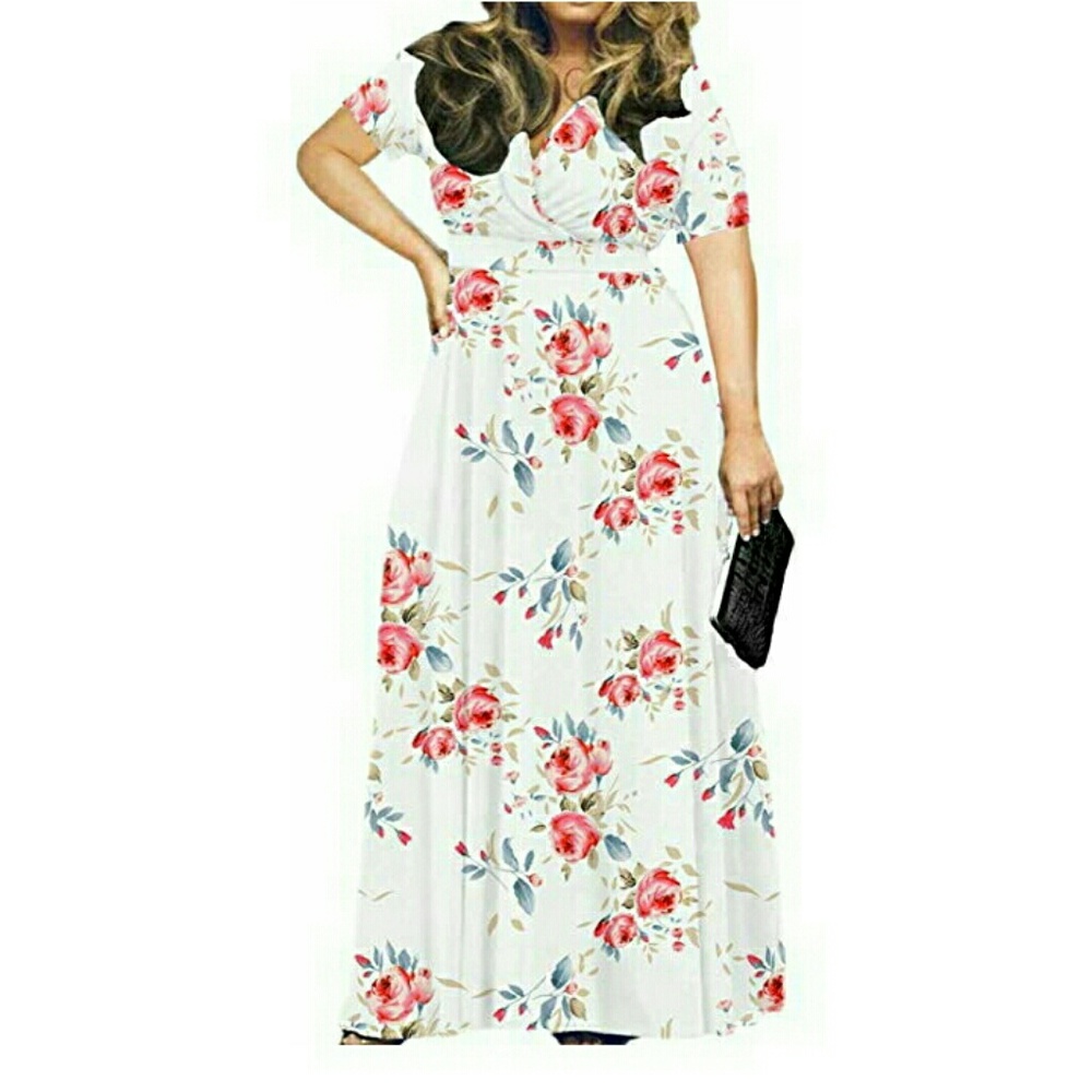 Plus size floor length evening dress